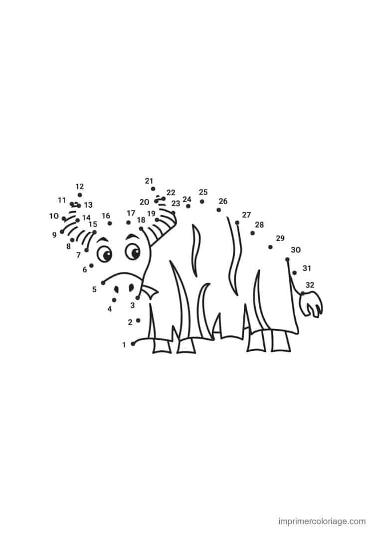 point a relier 1 a 32 elephant dans les hautes herbes - dessin gratuit &agrave; imprimer