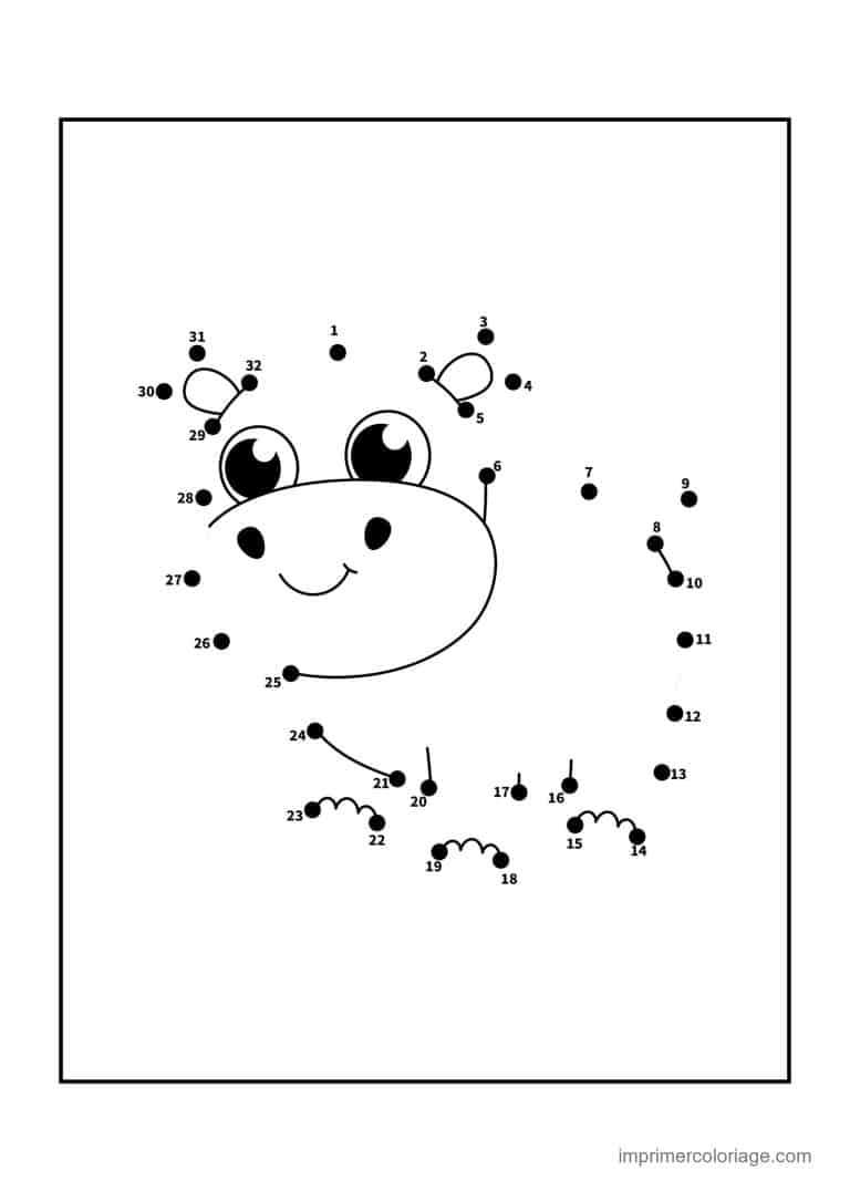 point a relier 1 a 32 grenouille souriante - dessin gratuit &agrave; imprimer