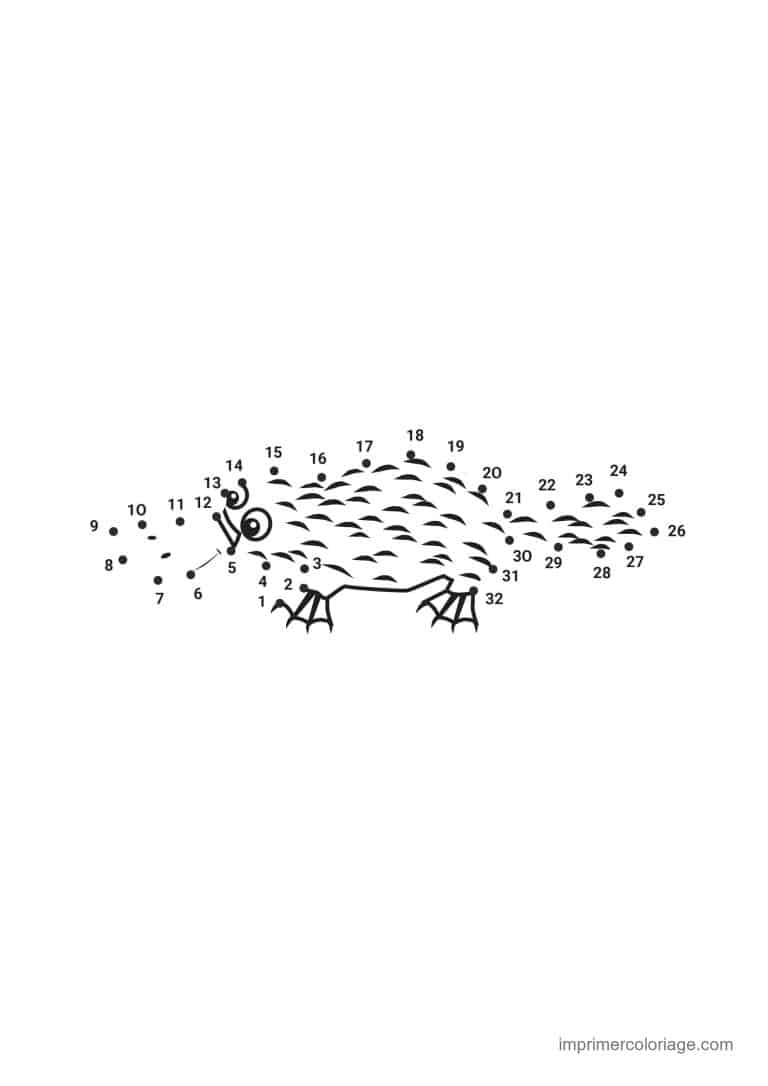 point a relier 1 a 32 herisson - dessin gratuit &agrave; imprimer