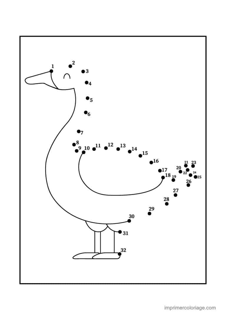 point a relier 1 a 32 oie - dessin gratuit &agrave; imprimer