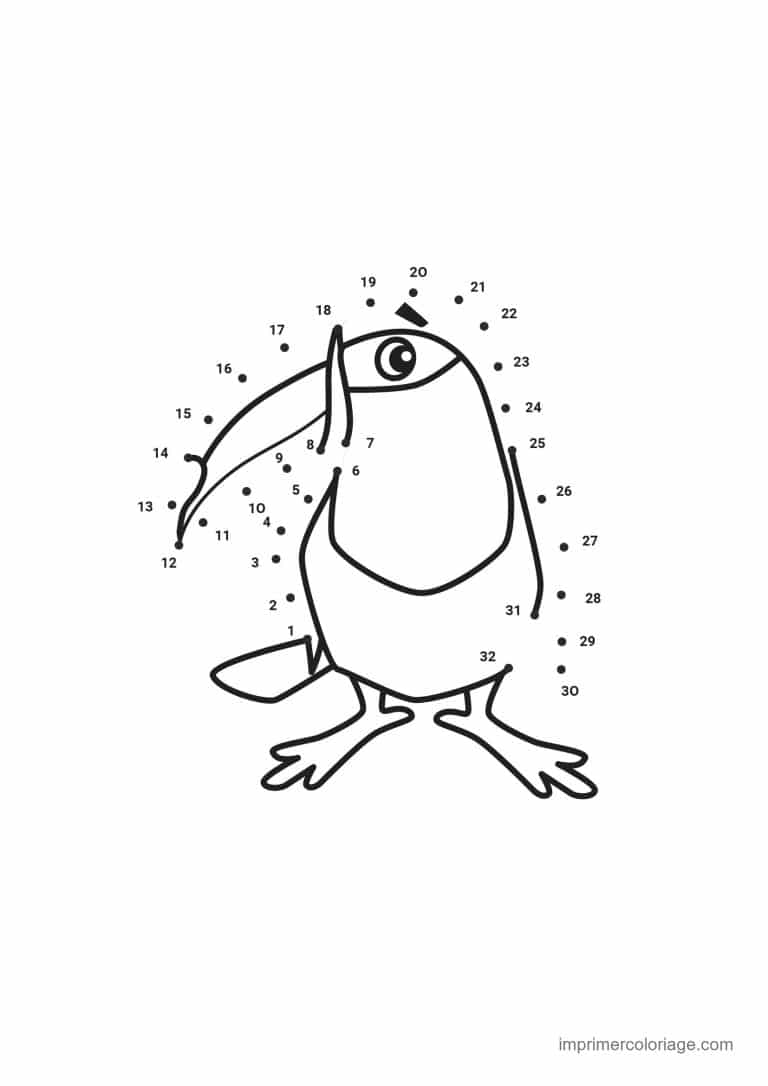 point a relier 1 a 32 toucan - dessin gratuit &agrave; imprimer