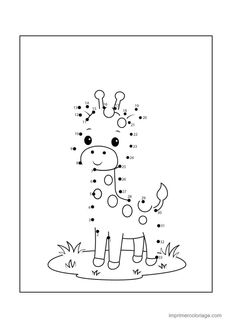 point a relier 1 a 33 girafe - dessin gratuit &agrave; imprimer