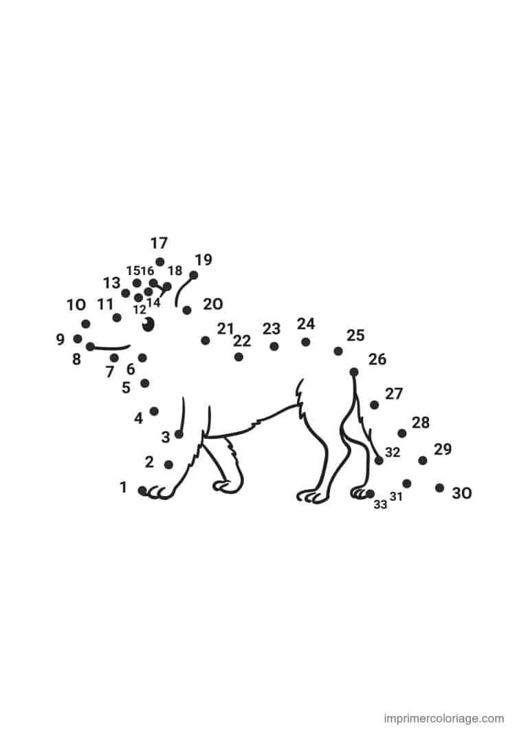 point a relier 1 a 33 lynx - dessin gratuit &agrave; imprimer