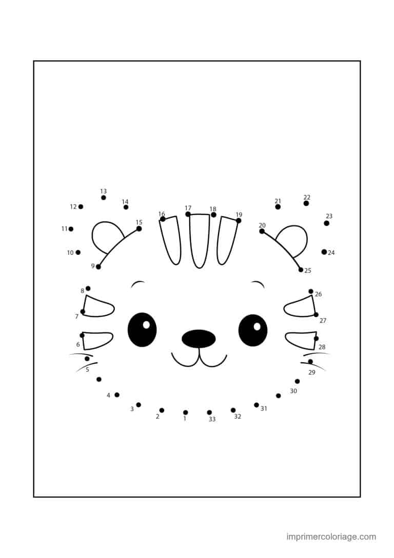 point a relier 1 a 33 tigre - dessin gratuit &agrave; imprimer