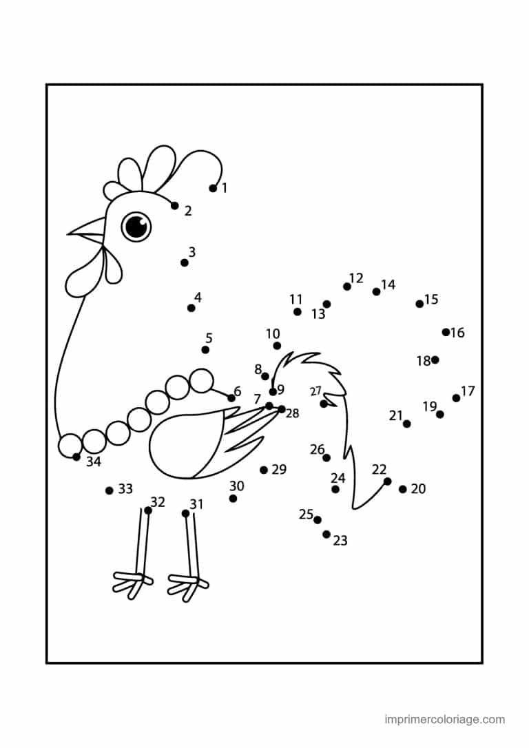 point a relier 1 a 34 coq - dessin gratuit &agrave; imprimer