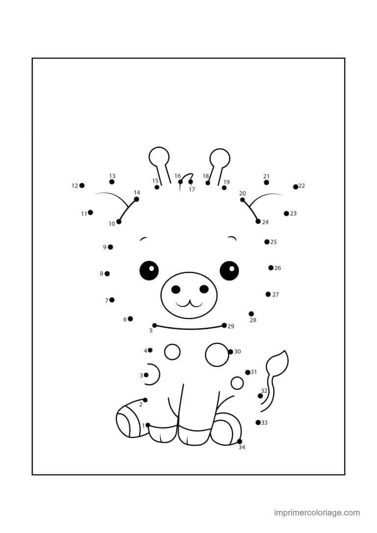 point a relier 1 a 34 girafe - dessin gratuit &agrave; imprimer