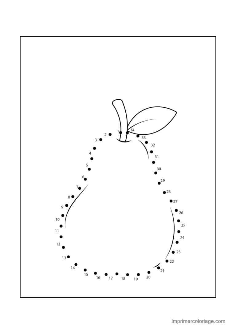 point a relier 1 a 34 poire - dessin gratuit &agrave; imprimer