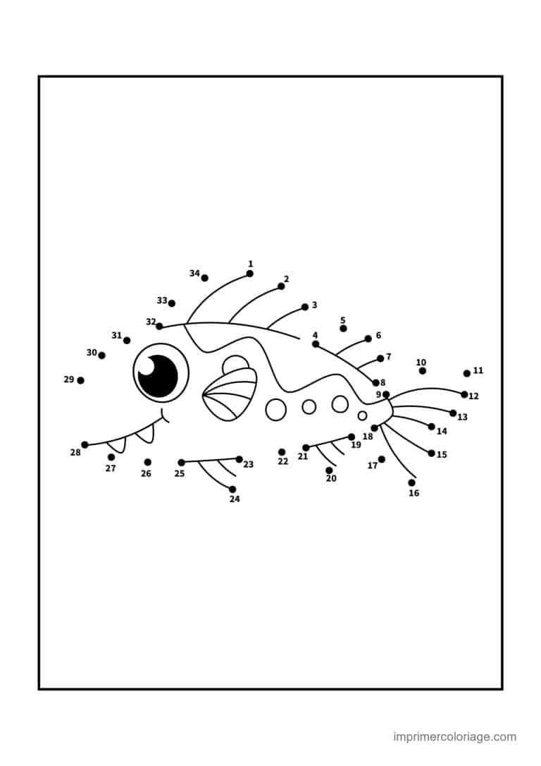point a relier 1 a 34 poisson a moustaches - dessin gratuit &agrave; imprimer