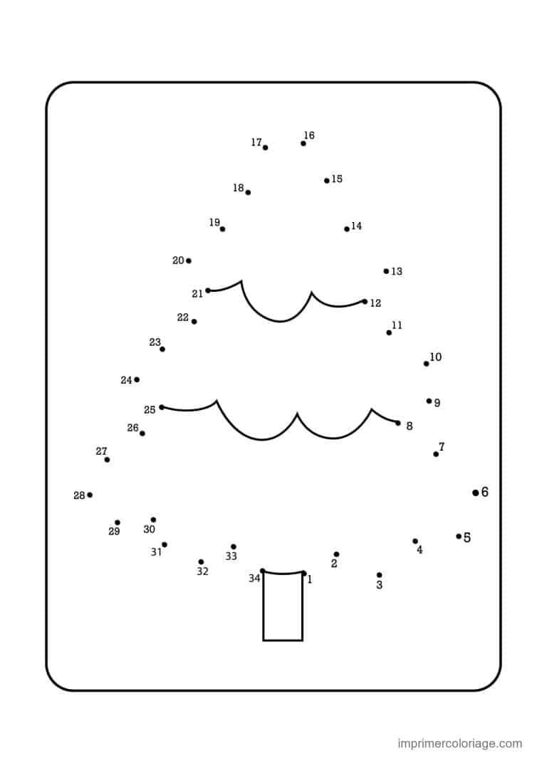 point a relier 1 a 34 sapin en trois etages - dessin gratuit &agrave; imprimer