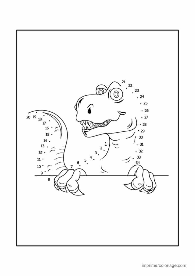 point a relier 1 a 34 tyrannosaure rugissant - dessin gratuit &agrave; imprimer