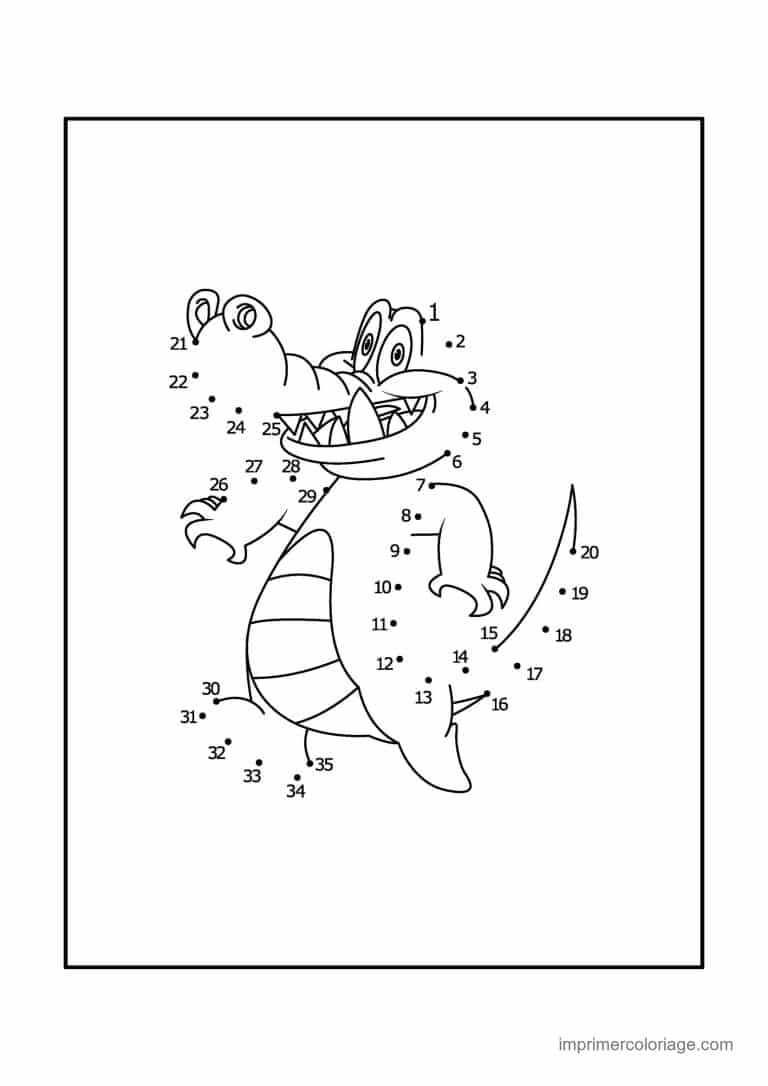 point a relier 1 a 35 crocodile aux ecailles - dessin gratuit &agrave; imprimer