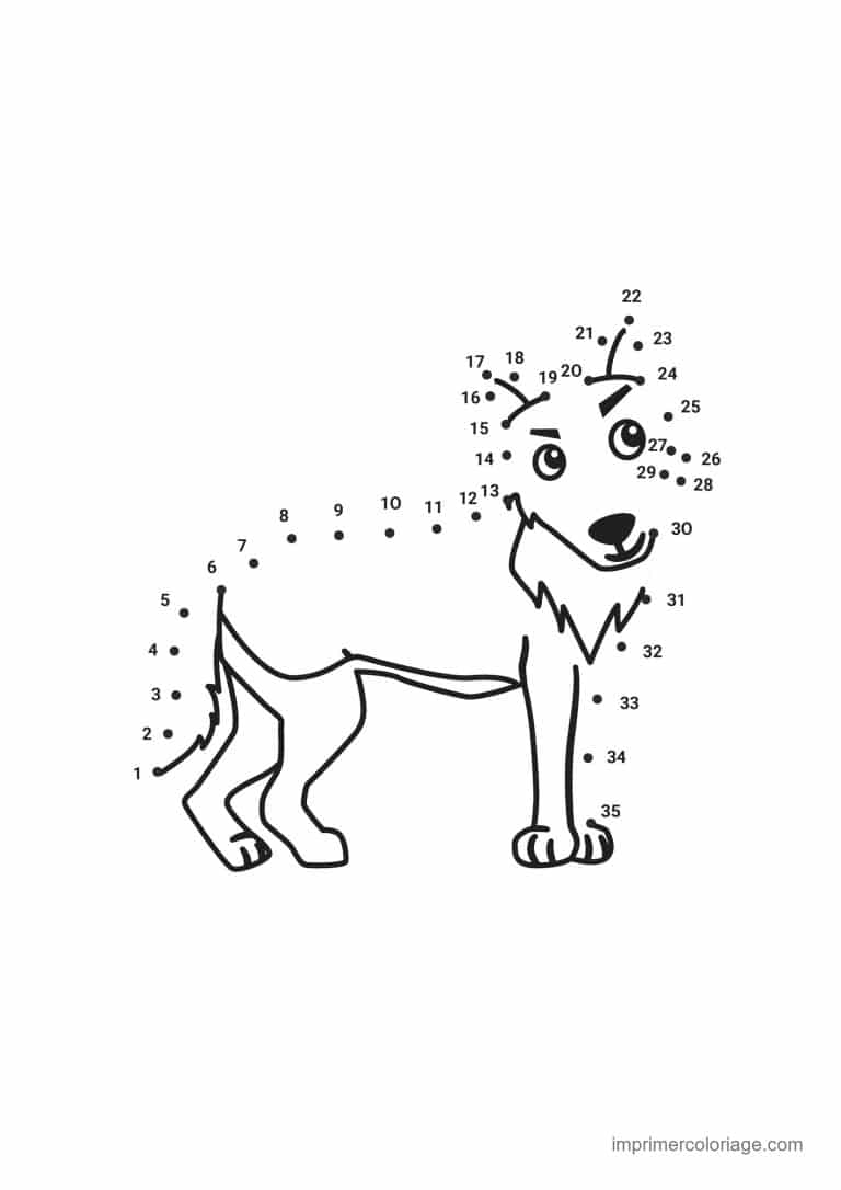 point a relier 1 a 35 loup - dessin gratuit &agrave; imprimer
