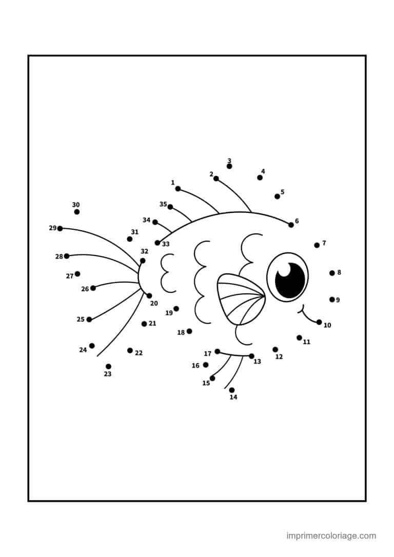 point a relier 1 a 35 poisson aux grandes nageoires - dessin gratuit &agrave; imprimer