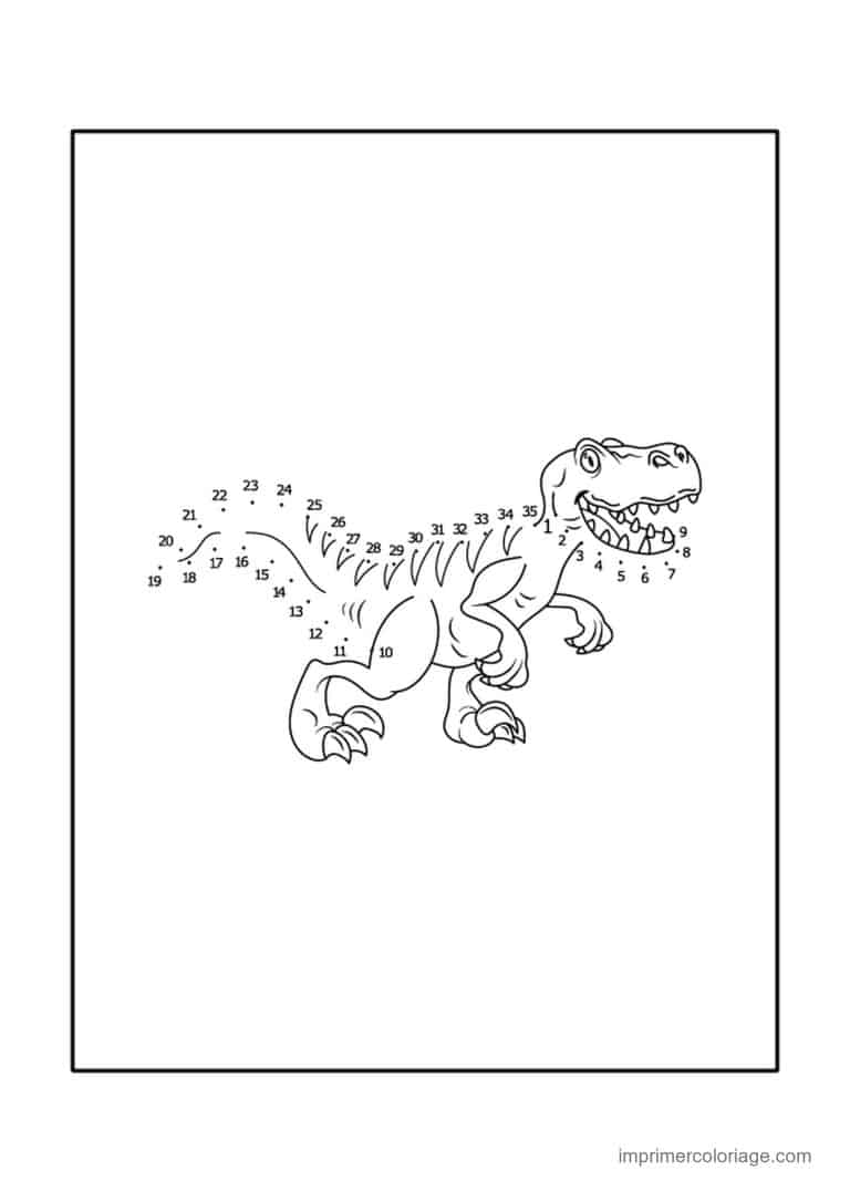 point a relier 1 a 35 tyrannosaure debout - dessin gratuit &agrave; imprimer
