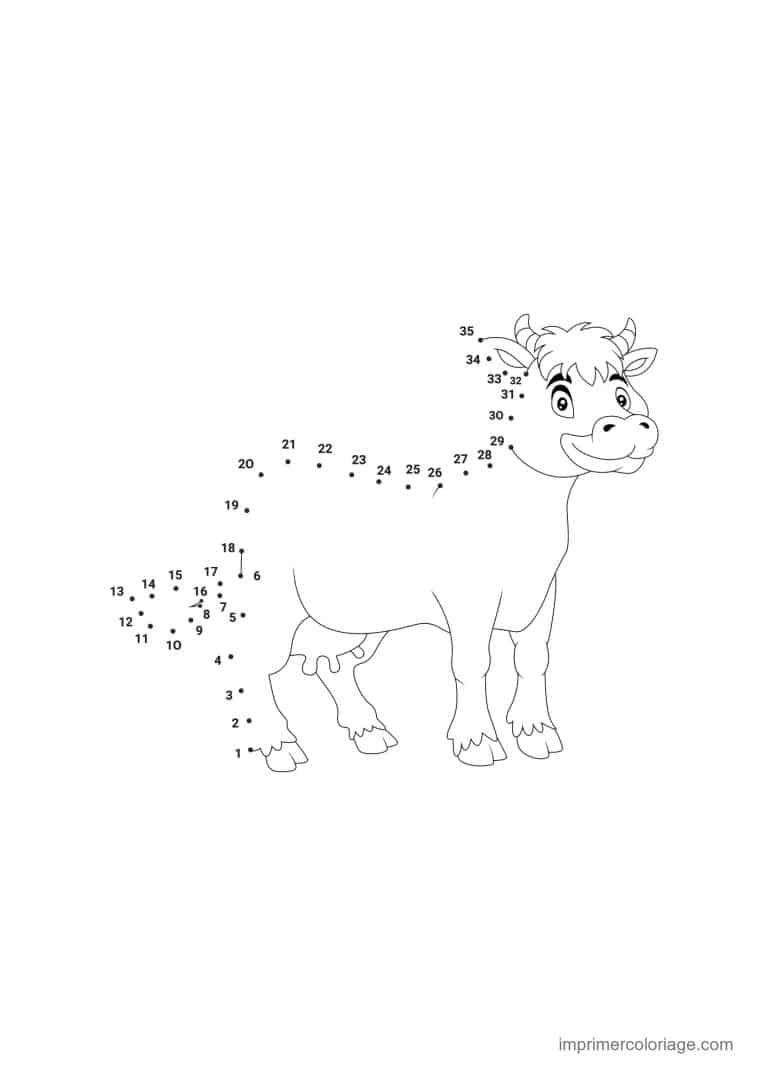point a relier 1 a 35 veau - dessin gratuit &agrave; imprimer