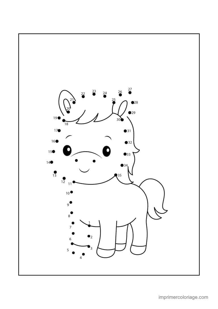 point a relier 1 a 36 poney debout - dessin gratuit &agrave; imprimer