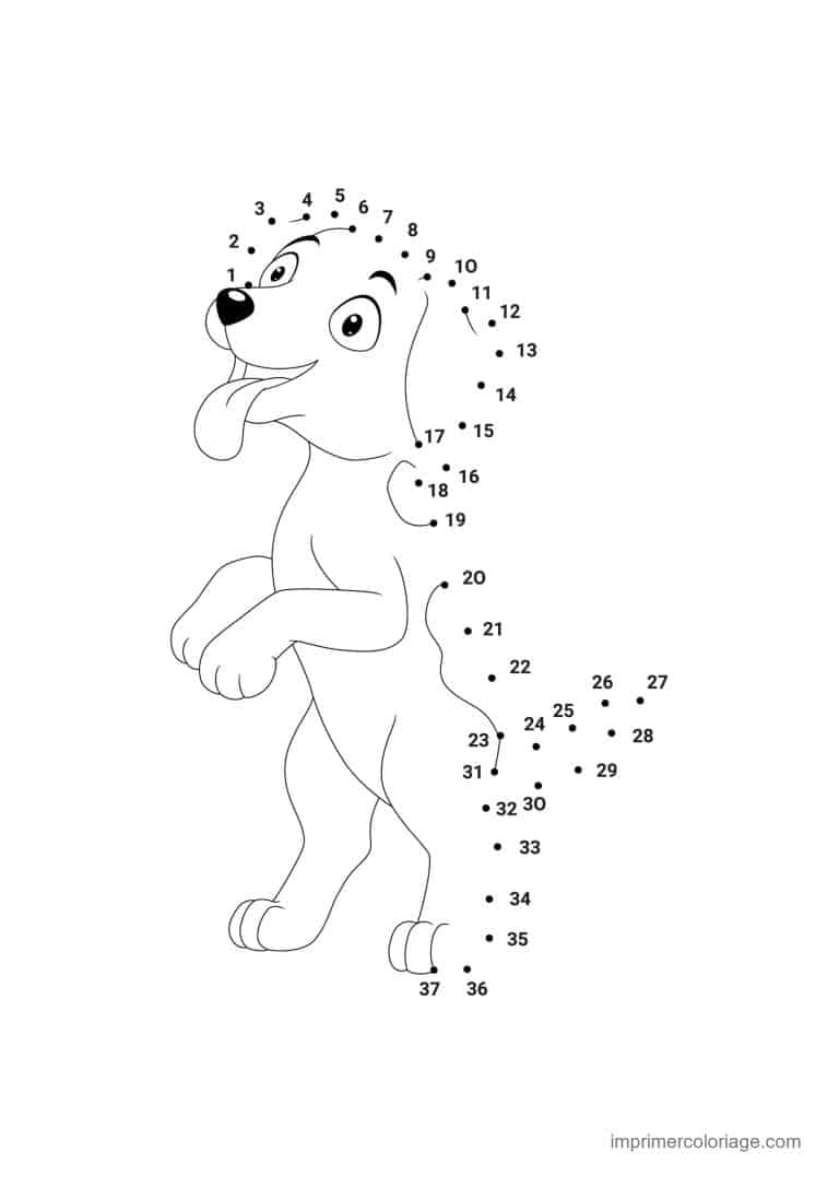 point a relier 1 a 37 ours debout - dessin gratuit &agrave; imprimer