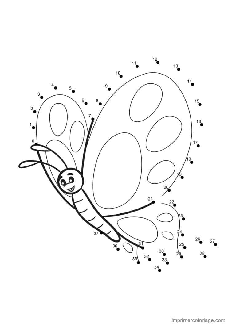 point a relier 1 a 37 papillon aux ailes ovales - dessin gratuit &agrave; imprimer