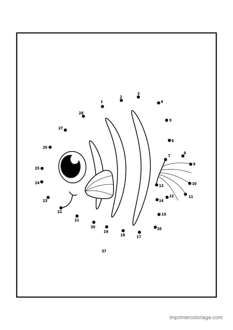 point a relier 1 a 37 poisson aux longues nageoires - dessin gratuit &agrave; imprimer