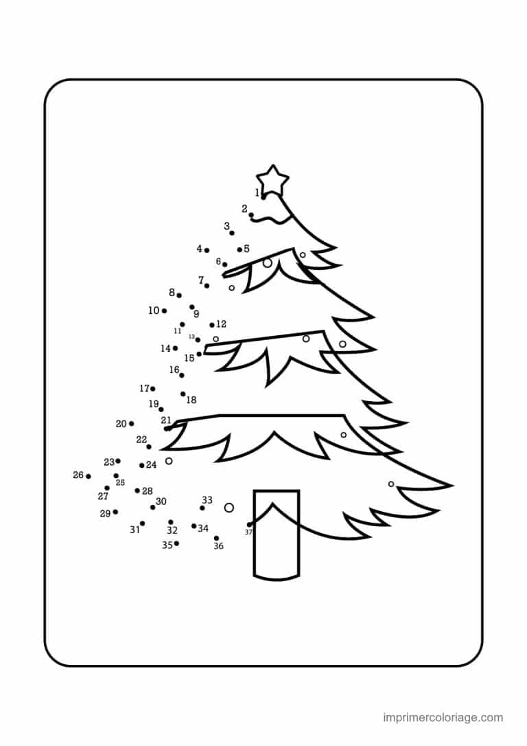 point a relier 1 a 37 sapin enneige - dessin gratuit &agrave; imprimer