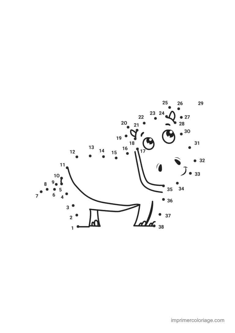 point a relier 1 a 38 hippopotame de profil - dessin gratuit &agrave; imprimer