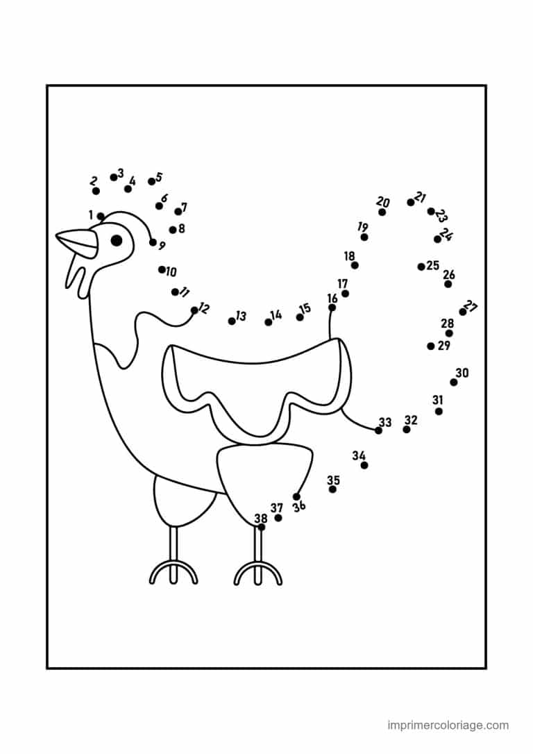 point a relier 1 a 38 poule - dessin gratuit &agrave; imprimer