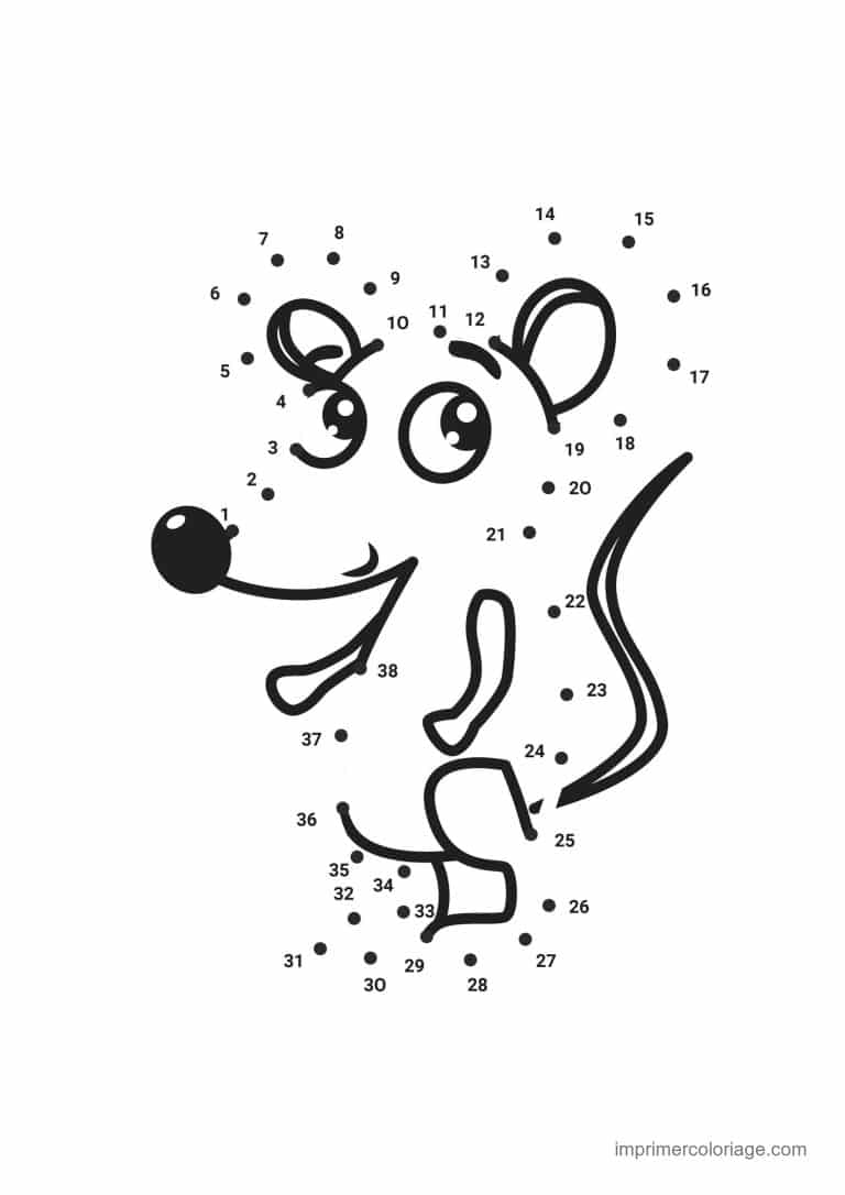 point a relier 1 a 38 souris - dessin gratuit &agrave; imprimer