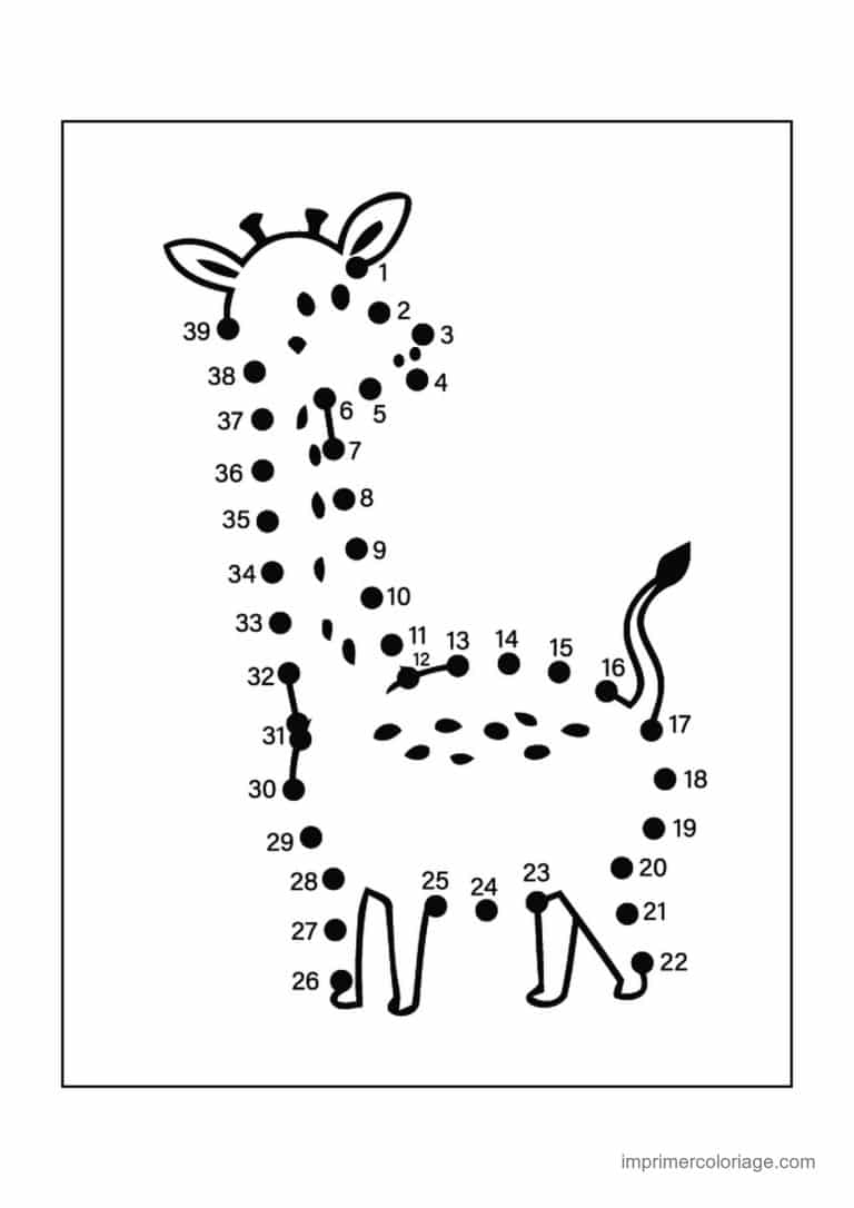 point a relier 1 a 39 girafe - dessin gratuit &agrave; imprimer