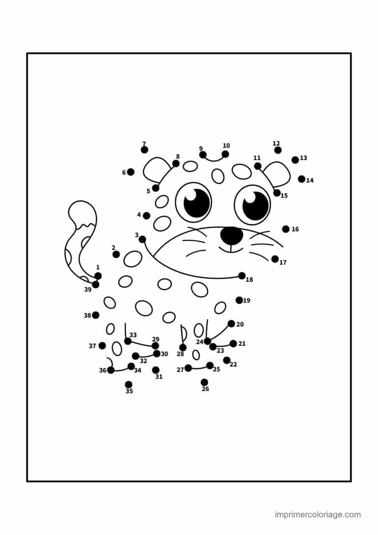 point a relier 1 a 39 leopard tachete - dessin gratuit &agrave; imprimer
