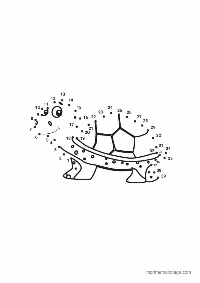 point a relier 1 a 39 tortue - dessin gratuit &agrave; imprimer