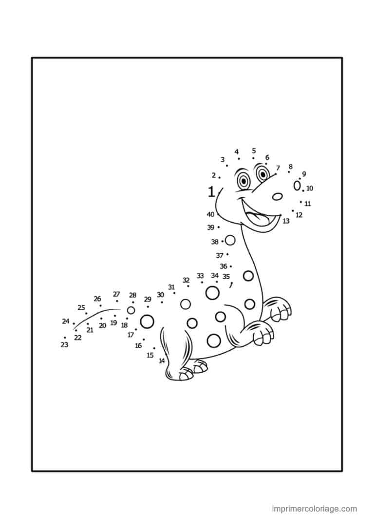 point a relier 1 a 40 dinosaure tachete - dessin gratuit &agrave; imprimer