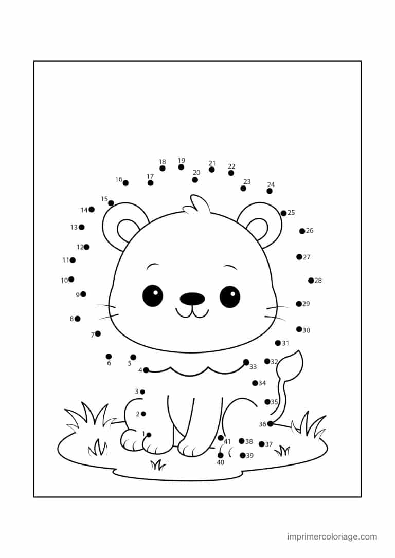 point a relier 1 a 40 lion assis - dessin gratuit &agrave; imprimer