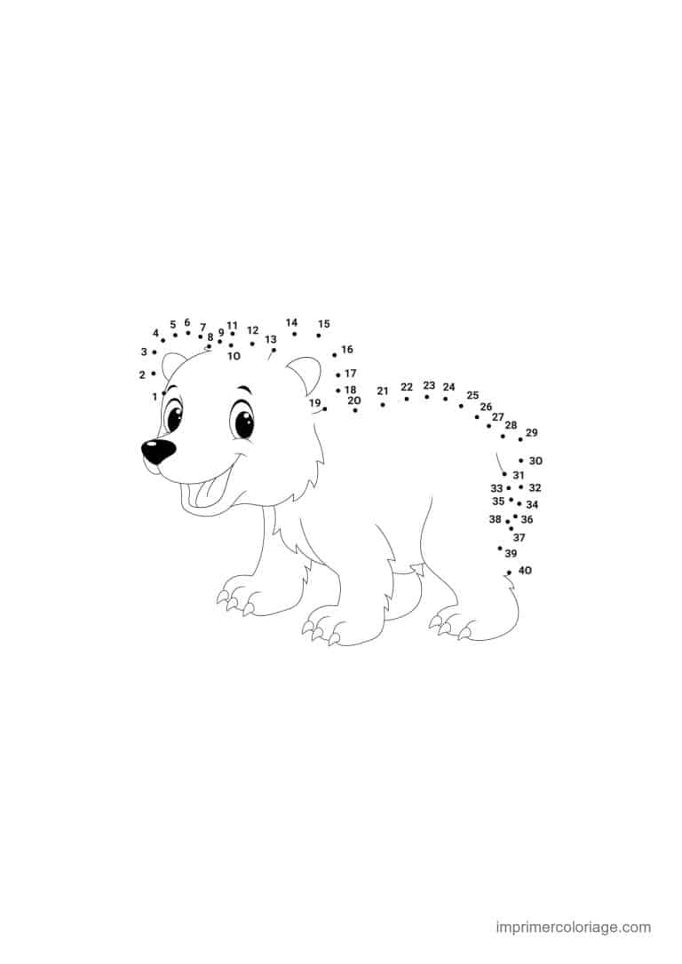 point a relier 1 a 40 ours polaire - dessin gratuit &agrave; imprimer