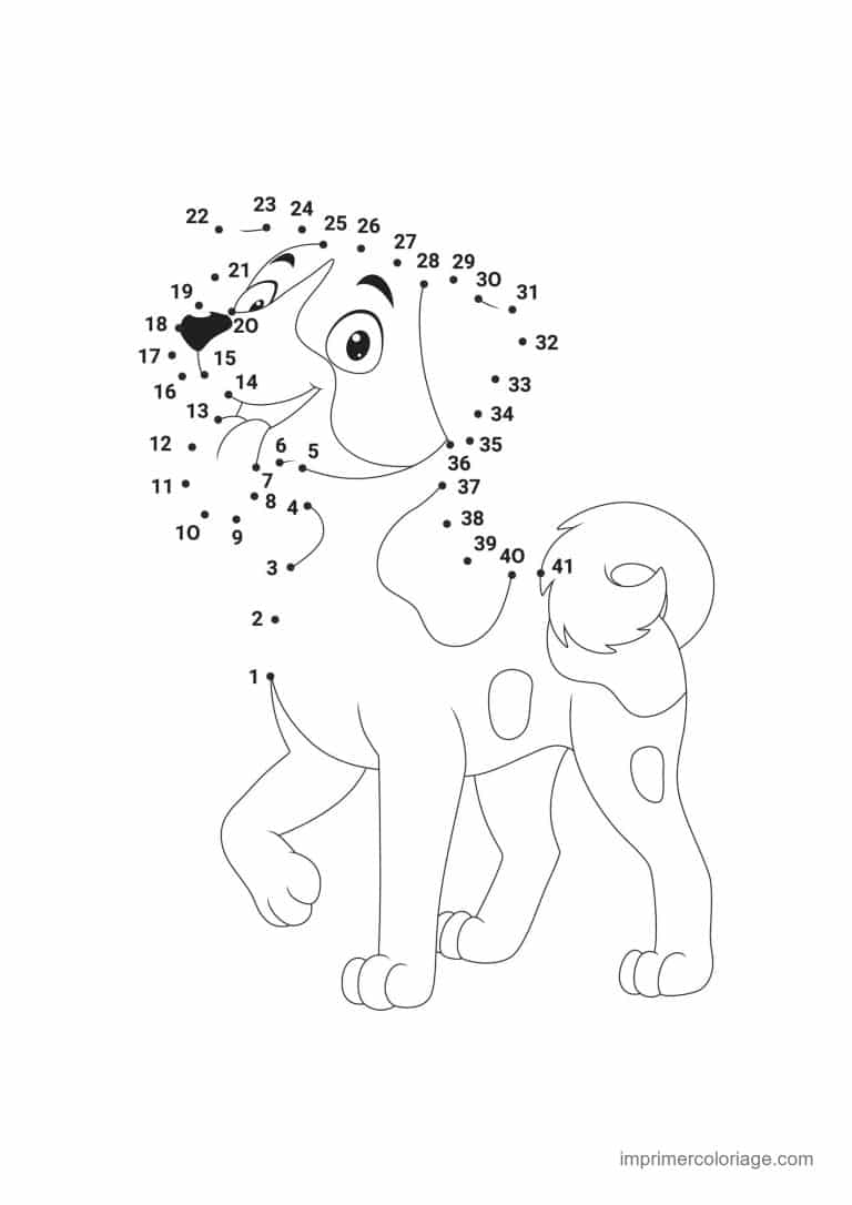 point a relier 1 a 41 chien tachete - dessin gratuit &agrave; imprimer