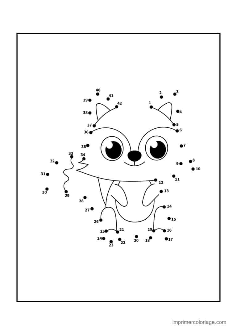 point a relier 1 a 42 renard debout 2 - dessin gratuit &agrave; imprimer