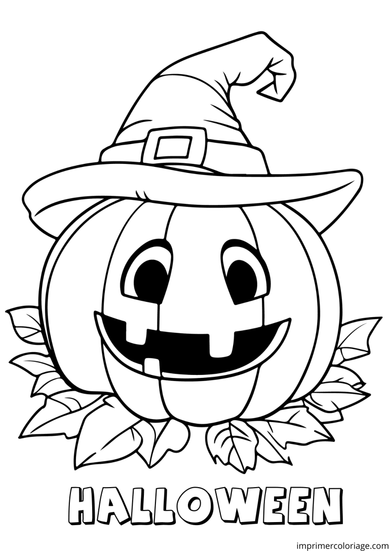 Coloriage d&rsquo;Halloween gratuit &agrave; imprimer avec une citrouille effrayante - dessin gratuit &agrave; imprimer