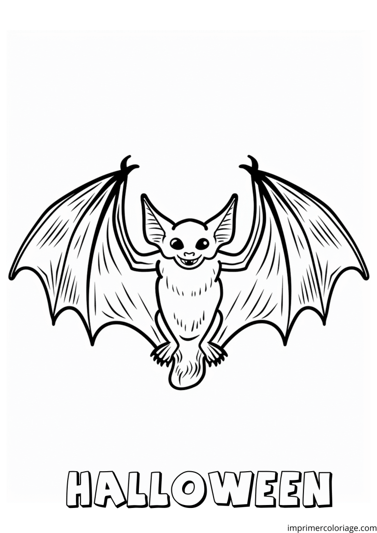 Coloriage de chauve souris Halloween &agrave; imprimer pour enfant - dessin gratuit &agrave; imprimer