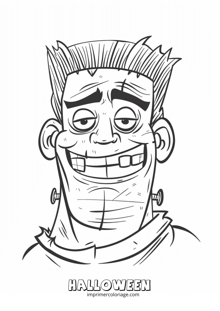 Coloriage gratuit d&rsquo;Halloween avec Frankenstein &agrave; imprimer - dessin gratuit &agrave; imprimer