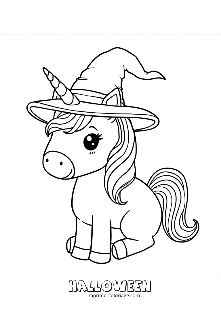 Coloriage licorne halloween - dessin gratuit &agrave; imprimer