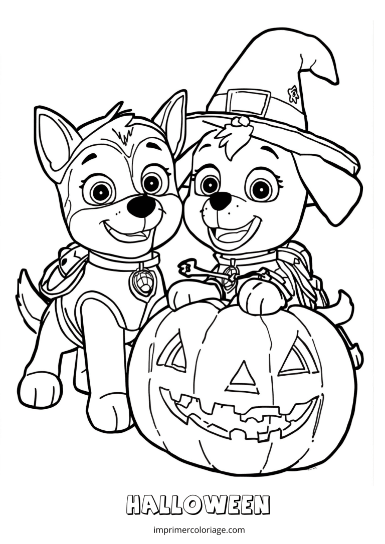 Coloriage pat patrouille Halloween - dessin gratuit &agrave; imprimer