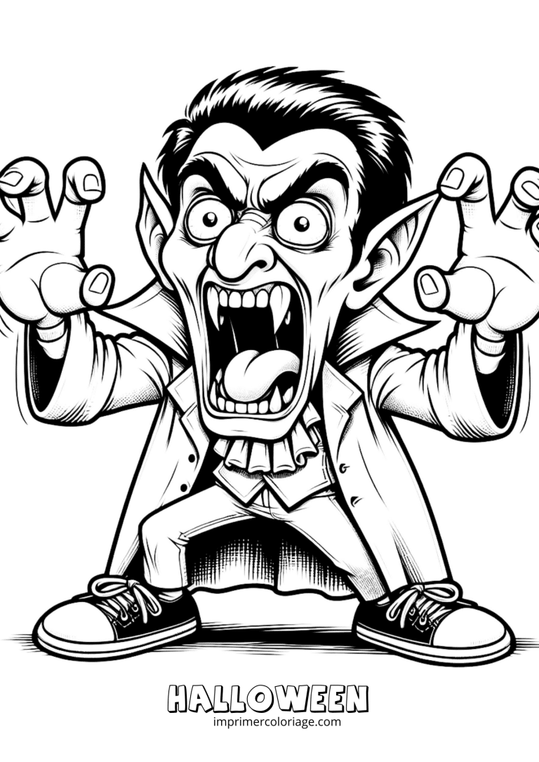 Coloriage vampire qui fait tr&egrave;s peur - dessin gratuit &agrave; imprimer