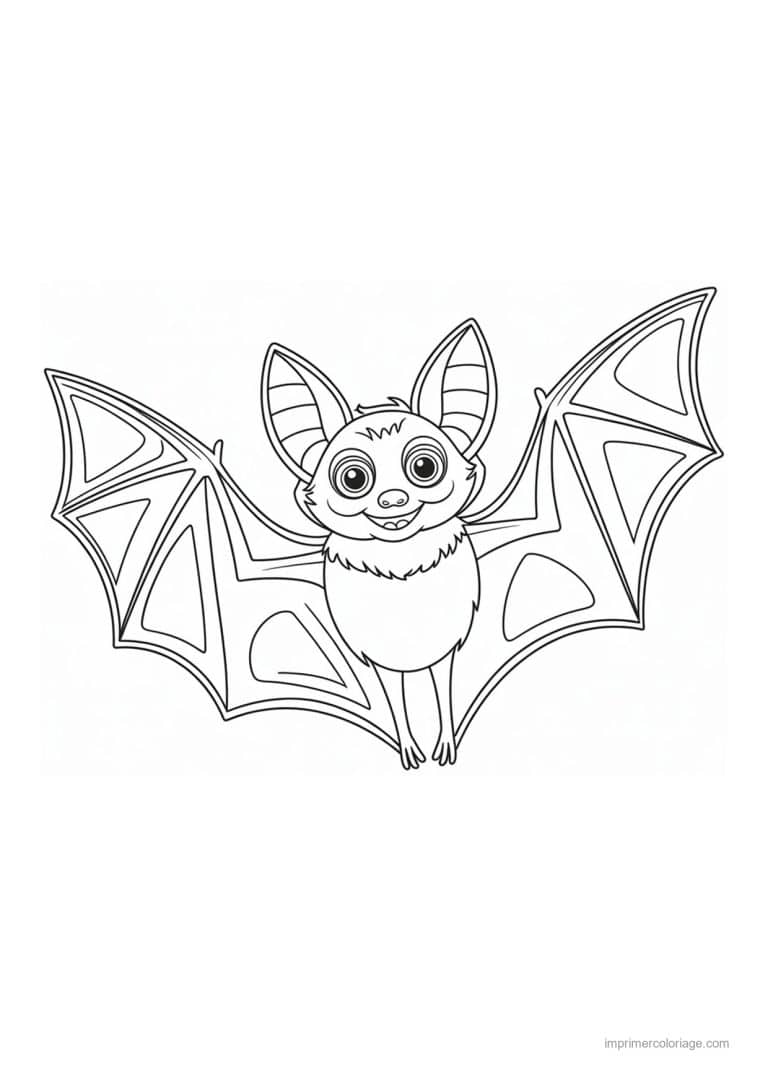 coloriage chauve souris chauve souris aux ailes deployees - dessin gratuit &agrave; imprimer
