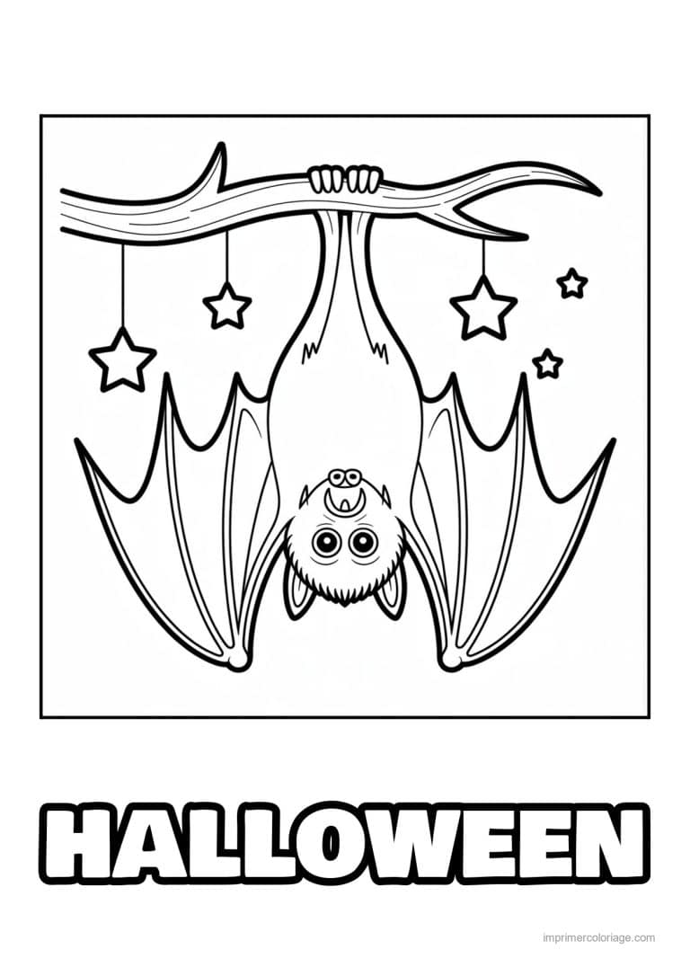 coloriage chauve souris chauve souris suspendue - dessin gratuit &agrave; imprimer