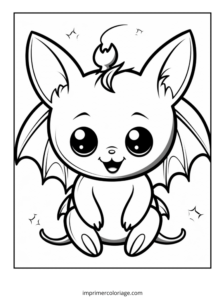 coloriage chauve souris halloween kawai - dessin gratuit &agrave; imprimer