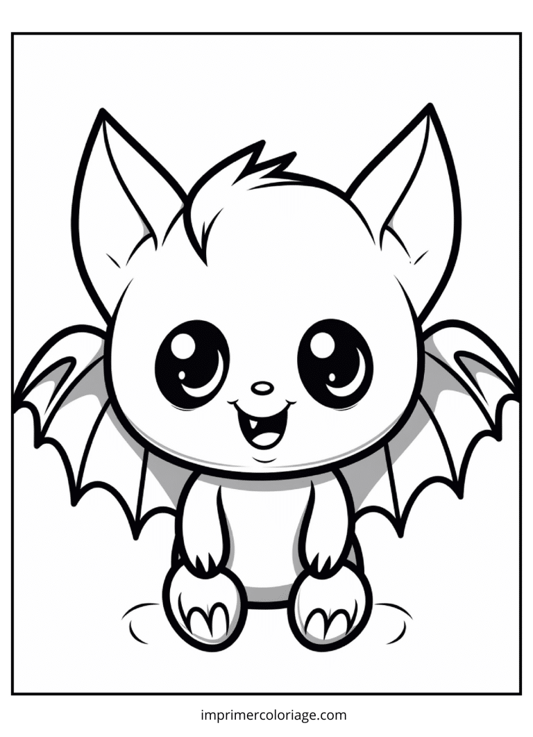 coloriage chauve souris kawai - dessin gratuit &agrave; imprimer