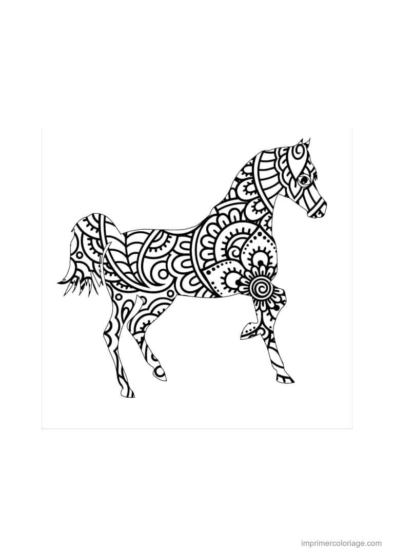 coloriage cheval mandala 02 - dessin gratuit &agrave; imprimer