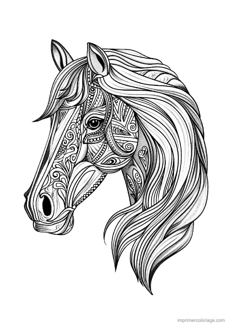 coloriage cheval mandala 03 - dessin gratuit &agrave; imprimer