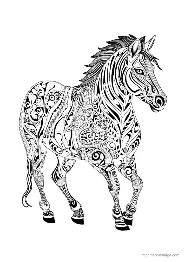 coloriage cheval mandala 05 - dessin gratuit &agrave; imprimer