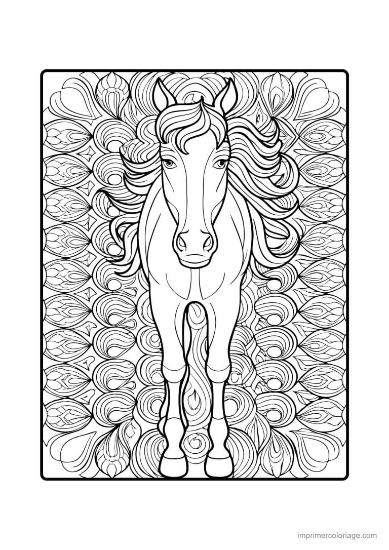 coloriage cheval mandala 12 - dessin gratuit &agrave; imprimer