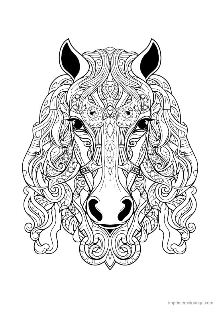 coloriage cheval mandala 19 - dessin gratuit &agrave; imprimer